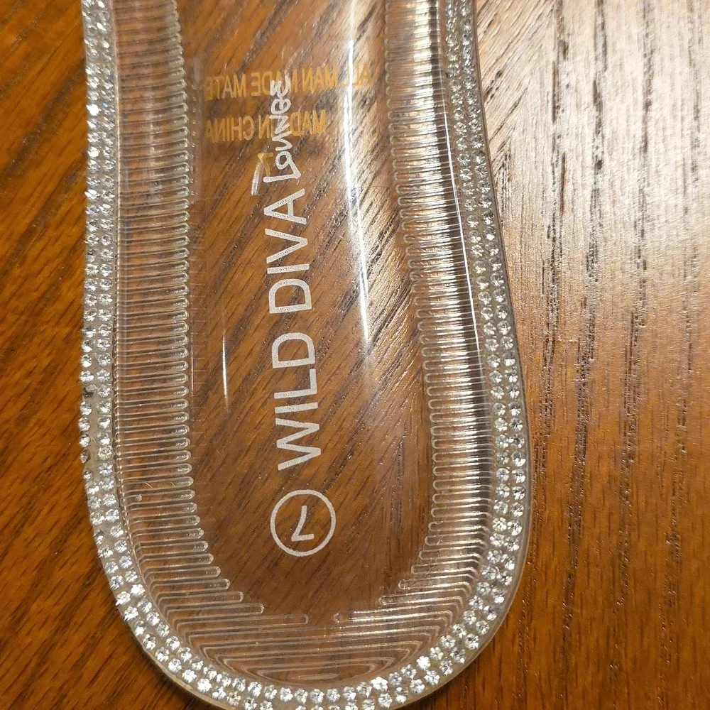 Wild Diva CLEAR MIRRORED Glam Slide Sandals, SIZE 7 - Picture 12 of 13